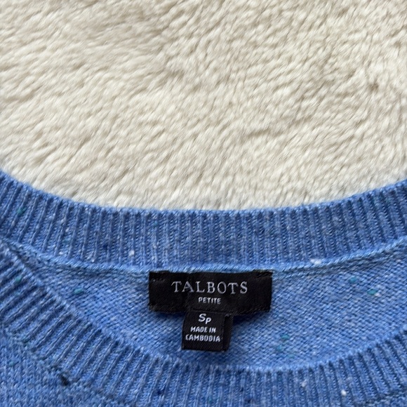 Talbots Cotton Blue Kitty Tweed Shift Sweater Dress Small Petite - Picture 6 of 12